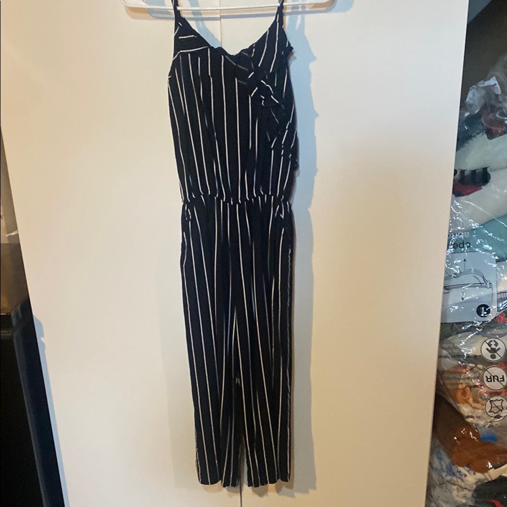 Black and White Striped Jumpsuit